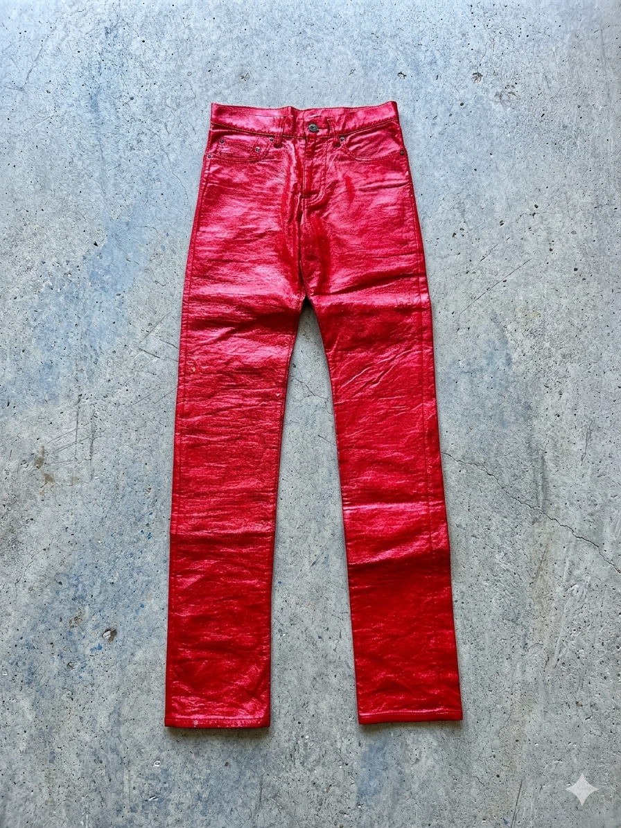 Saint Laurent Hedi Slimane Faux Leather Denim